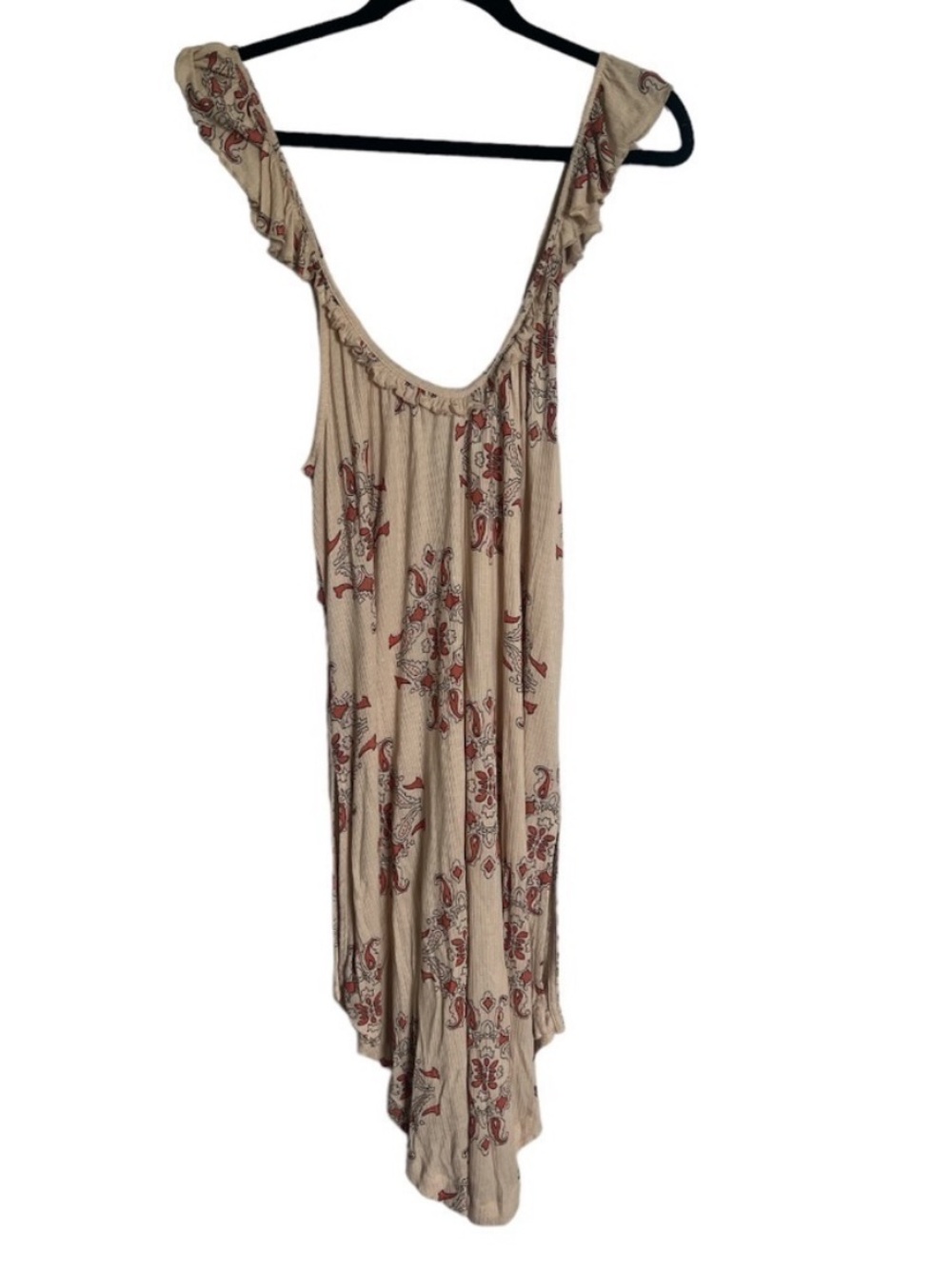 Free People Drifter Dress Ivory Floral Boho Swing Tank Dress Ruffle Trim - Picture 4 of 9